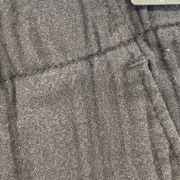 EILEEN FISHER Pants PP Organic Cotton Crinkle Gauze Tapered Ankle Pull On Black - Picture 6 of 14